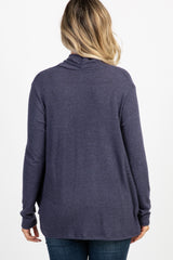 Navy Knit Draped Wrap V-Neck Maternity Nursing Top