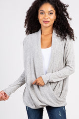 PinkBlush Beige Knit Draped Wrap V-Neck Maternity Nursing Top