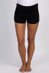 PinkBlush Black Ruched Side Maternity Lounge Shorts