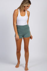 PinkBlush Olive Green Ruched Side Maternity Lounge Shorts