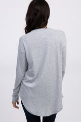 Heather Grey Long Sleeve Ribbed Top