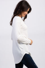 Ivory Long Sleeve Ribbed Top