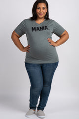 Grey Mama Glitter Graphic Plus Maternity Top