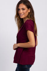 PinkBlush Burgundy Layered Wrap Front Nursing Top