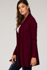 Burgundy Open Front Draped Cardigan