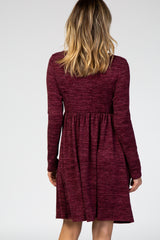 Burgundy Heathered Long Sleeve Knit Dress