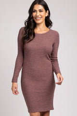 Mauve Knit Long Sleeve Dress