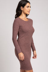 Mauve Knit Long Sleeve Dress