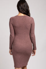 Mauve Knit Long Sleeve Dress