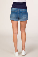 PinkBlush Blue Cuffed Maternity Denim Shorts