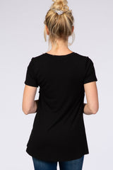 Black Layered Wrap Front Nursing Top