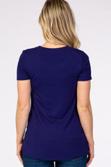 Navy Layered Wrap Front Maternity Nursing Top