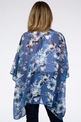 Blue Floral Chiffon Cover Up