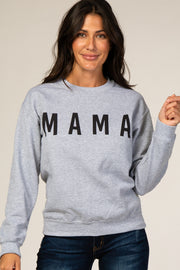 Grey Screen Print Mama Pullover Sweatshirt