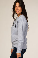 Grey Screen Print Mama Pullover Sweatshirt