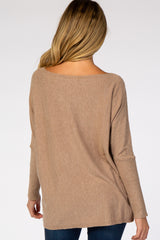 Mocha Soft Knit Boatneck Dolman Sleeve Maternity Sweater