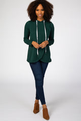 Forest Green Layered Front Nursing Fleece Hoodie