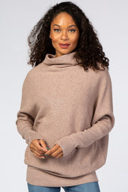 Mocha Funnel Neck Dolman Sleeve Sweater