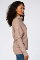 Mocha Funnel Neck Dolman Sleeve Sweater