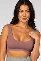 Mauve Ribbed Squared Neck Maternity Bralette