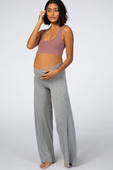 Mauve Ribbed Squared Neck Maternity Bralette