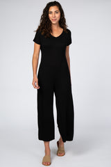 Black Short Sleeve Wide Leg Jumpsuit