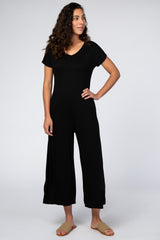 Black Short Sleeve Wide Leg Jumpsuit