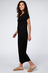 Black Short Sleeve Wide Leg Jumpsuit