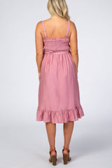 Pink Ruffle Smocked Maternity Dress