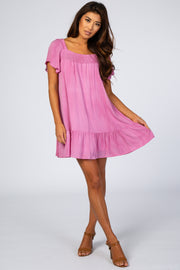 Pink Smocked Ruffle Dress