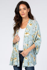 Light Blue Floral Ruffle Hem Maternity Cover Up