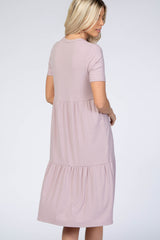 Lavender Ribbed Tiered Dress