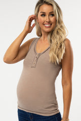 Mocha Raw Seam Maternity Sleeveless Top