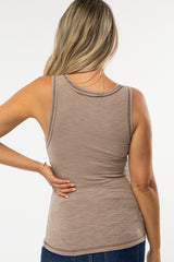 Mocha Raw Seam Maternity Sleeveless Top