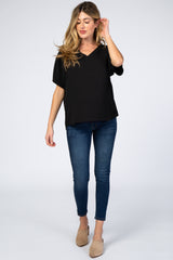 Black Short Sleeve Maternity Blouse