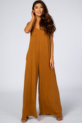 Camel Cross Back Wide Leg Maternity Jumpsuit