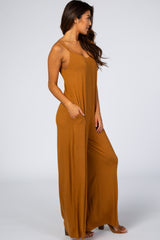 Camel Cross Back Wide Leg Jumpsuit