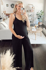 Black Cross Back Wide Leg Maternity Jumpsuit