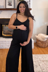 Black Cross Back Wide Leg Maternity Jumpsuit