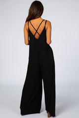 Black Cross Back Wide Leg Jumpsuit