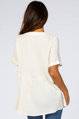 Ivory Soft Linen Button Front Top