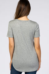 Heather Grey Ribbed Round Hem Maternity Top