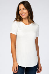 Ivory Ribbed Round Hem Top