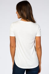 Ivory Ribbed Round Hem Top