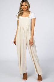 Beige Linen Overalls