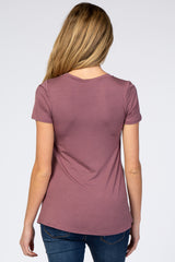 Mauve Layered Wrap Front Maternity Nursing Top