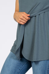 Dark Teal Layered Wrap Front Nursing Top