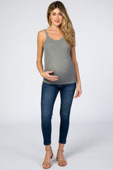 Heather Grey Ribbed Maternity Tank Top