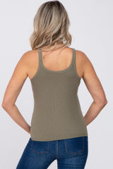 Olive Ribbed Maternity Tank Top