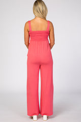 Coral Sleeveless Wide Leg Maternity Jumpsuit